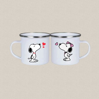 Jarrito de acero inoxidable personalizada con diseño snoopy beso