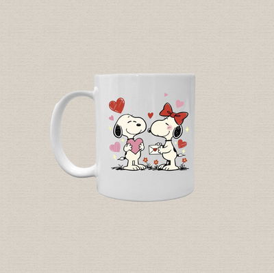Taza de cerámica personalizada con diseño snoopy pareja