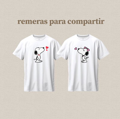 2 remeras de algodón estampadas con diseño de snoopy para compartir