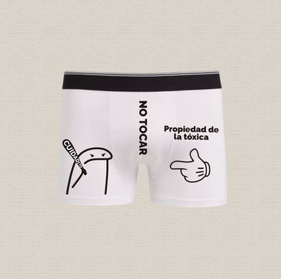 Boxer de algodón estampado con diseño "no tocar, propiedad de la tóxica" 
