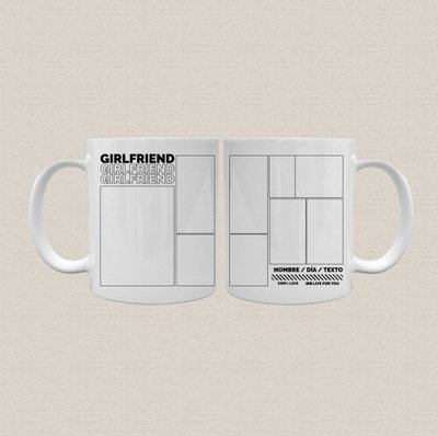 Taza de cerámica sublimada personalizada con diseño "girlfriend+collage"
