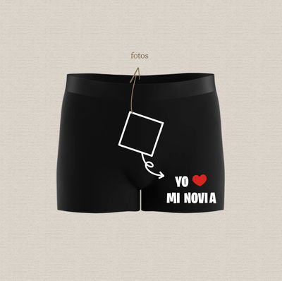 Boxer de algodón estampado con diseño "yo amo mi novia"