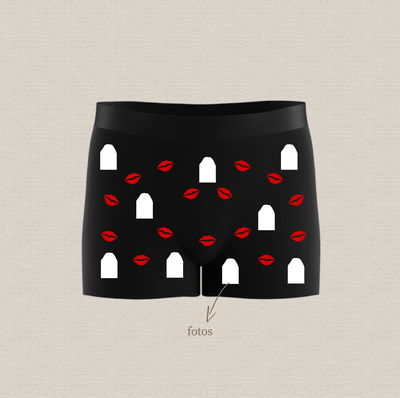 Boxer de algodón estampado con diseño "besos con foto" 