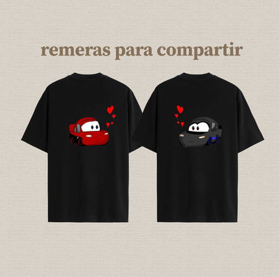 2 remeras de algodón estampadas con el diseño de cars para compartit