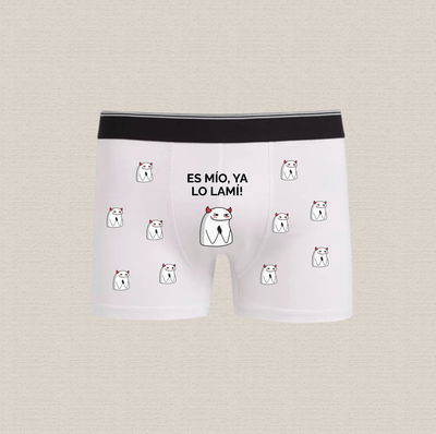 Boxer de algodón estampado con diseño "es mio, lo lamí" 