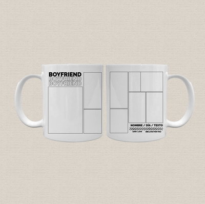 Taza de cerámica sublimada personalizada con diseño "boyfriend+collage"