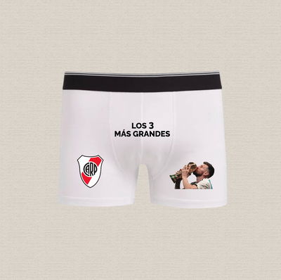 Boxer de algodón estampado con diseño "los 3 más grandes" messi + river