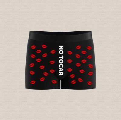 Boxer de algodón personalizado estampado con diseño "no tocar + besos"