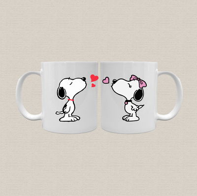 Taza de cerámica personalizada con diseño snoopy beso