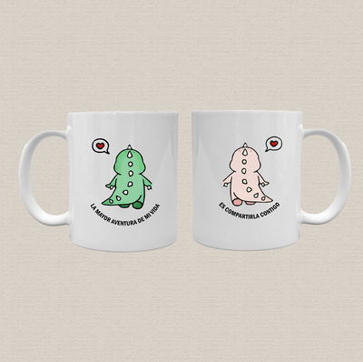 Taza de cerámica personalizada dinos de espalda