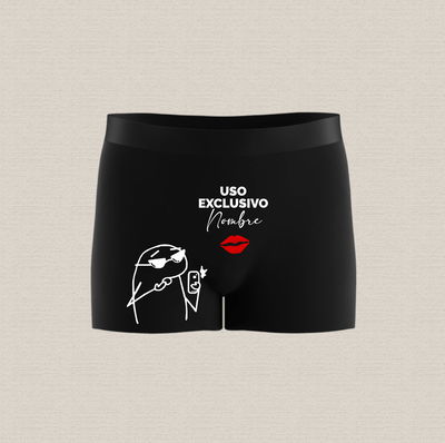 Boxer de algodón estampado con diseño "uso exclusivo, nombre" 