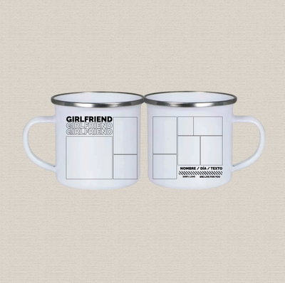 Jarro de acero sublimado personalizado con diseño "girlfriend+collage"