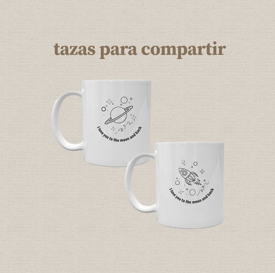 2 taza de cerámica con diseño universo para 2 personas