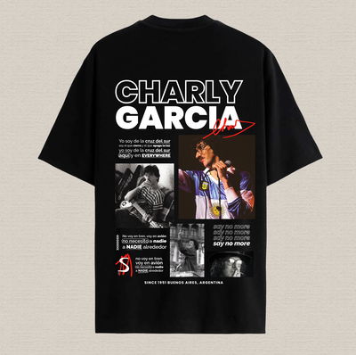 Remera de algodón con diseño Charly Garcia estampado
