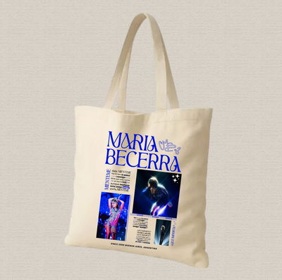 Tote bag de lienzo 35x40cm diseño de Maria Becerra azul estampado dtf