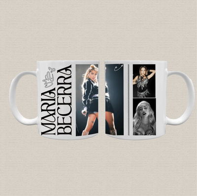 Taza de cerámica con diseño Maria Becerra en negro