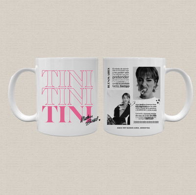 Taza de cerámica con diseño tini en rosa "buenos aires"