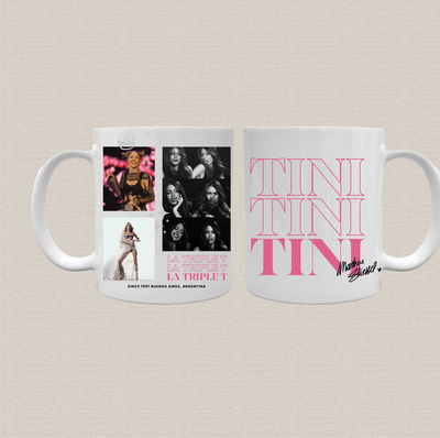Taza de cerámica con diseño tini en fotos rosa