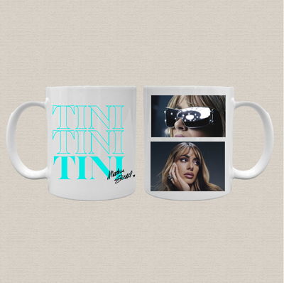 Taza de cerámica con diseño tini en aqua + fotos