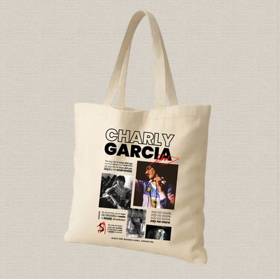 Tote bag de lienzo 35x40cm diseño de Charly Garcia estampado dtf