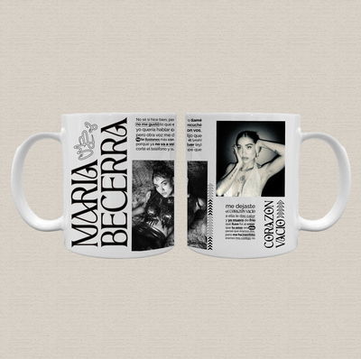 Taza de cerámica con diseño Maria Becerra "corazón vacio"
