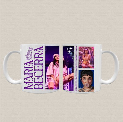 Taza de cerámica con diseño Maria Becerra en violeta