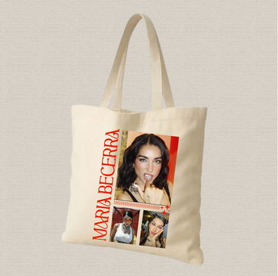 Tote bag de lienzo 35x40cm diseño de Maria Becerra naranja estampado dtf