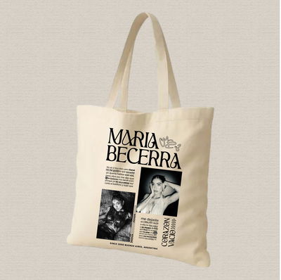 Tote bag de lienzo 35x40cm diseño de Maria Becerra "corazón vacio"estampado dtf