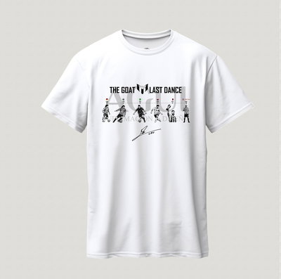 Remera blanca de algodón premium Messi "The GOAT: Last Dance"