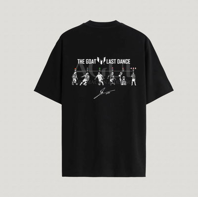 Remera negra de algodón premium Messi "The GOAT: Last Dance"