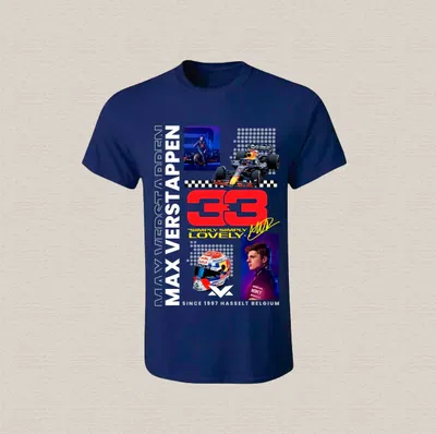 Remera max verstappen en algodón premium azul marino estampada dtf