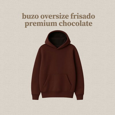 Buzo chocolate oversize frisado premium para personalizar con estampado dtf