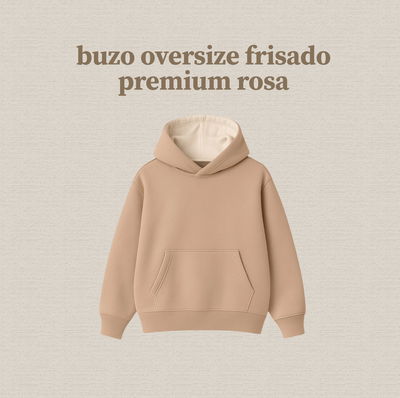 Buzo rosa oversize frisado premium para personalizar con estampado dtf