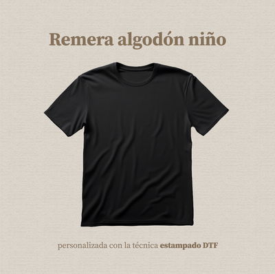 Remera niño de algodón personalizada estampada dtf