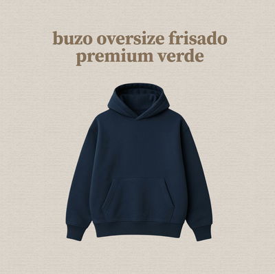 Buzo azul oversize frisado premium para personalizar con estampado dtf