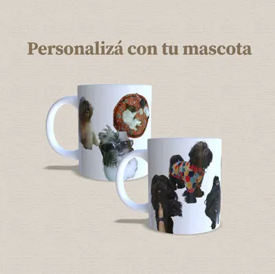 Taza de cerámica personalizada con tu mascota sublimada (collage)