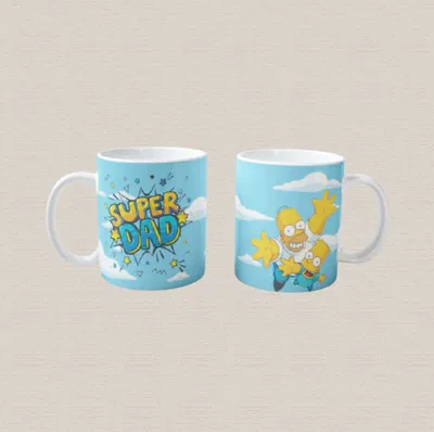 Taza de cerámica súper dad homero y bart