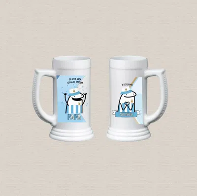 Jarro cervecero de polímero sel. Argentina meme flork "en este jarro toma el mejor papá"