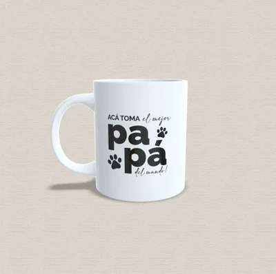 Taza de cerámica "acá toma el mejor papá del mundo" versión mascota