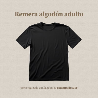 Remera adulto de algodón personalizada estampada dtf
