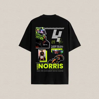 Remera Lando Norris en algodón premium negra estampada dtf