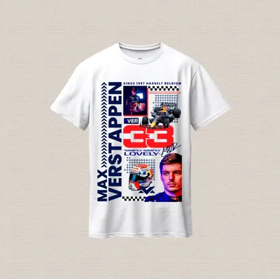 Remera max verstappen en algodón premium blanca estampada dtf