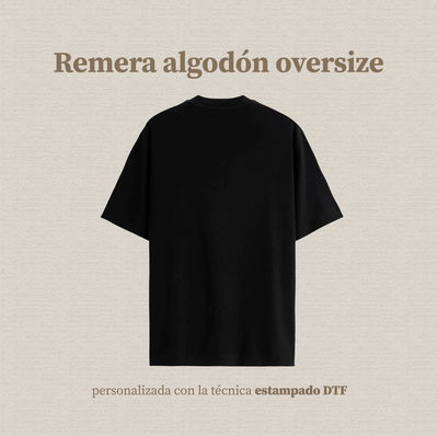 Remera adulto de algodón oversize personalizada estampada dtf