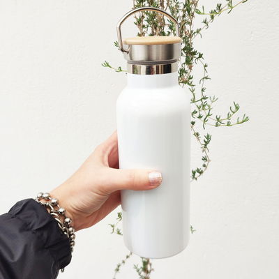 Botella térmica con tapa Bambú para personalizar sublimada