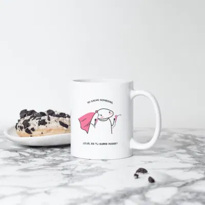 Taza de cerámica "yo salvo sonrisas, cuál es tu súper poder?"