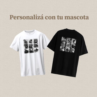 Remera adulto de algodón personalizada con tu mascota fotos x9 estampada dtf