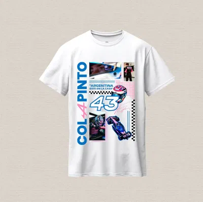 Remera Colapinto "arg está en la casa" comb rosa + celest en alg. premium estampada dtf