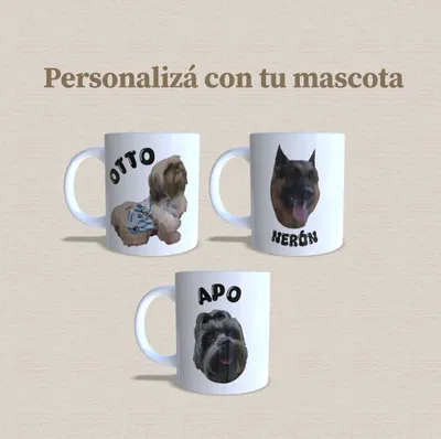 Taza de cerámica personalizada con tu mascota sublimada (estilo animado/pintado)