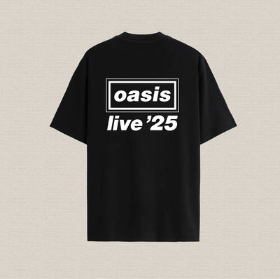 Remera con diseño oasis live´25 de algodón premium estampado dtf