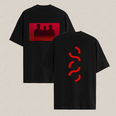 Remera negra con diseño soda stereo silueta ecos de algodón premium estampado dtf